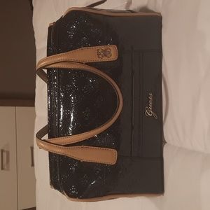 Guess blue & tan handbag